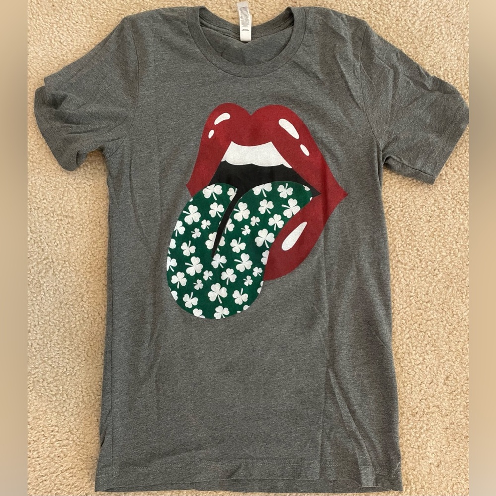 Etsy | Bella Canvas Grey Shamrock Tongue Tee | Worn Twice | Size S